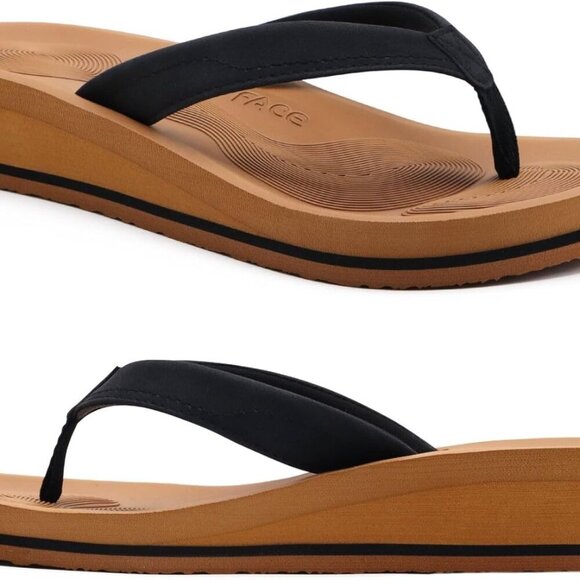 Women Flip Flops Rubber Cotton Wedge Platform Thong Sandals Yoga Mat Sole - Picture 1 of 6